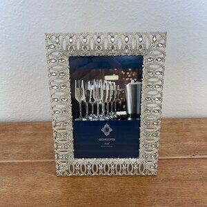 Concepts In Time NEW Rhinestone Trim Metal Tabletop Picture Frame 4x6 Photo
